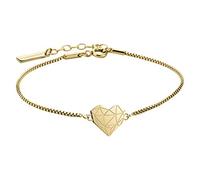 LIEBESKIND Bracelet Pour Femme Avec Cœur, Acier Inoxydable, Argenté, 20 cm (Or)