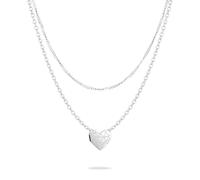 LIEBESKIND Collier Berlin Broken Heart Layering - Élégant collier en acier inoxydable poli - Argenté - Chaîne d'ancre réglable jusqu'à 46 cm - Imperméable et doux pour la peau
