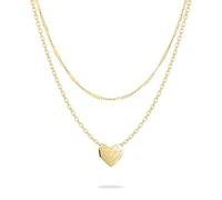 LIEBESKIND Collier Berlin Broken Heart Layering - Élégant collier en acier inoxydable poli - Doré - Chaîne d'ancre réglable jusqu'à 46 cm - Imperméable et doux pour la peau