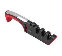 LiebeWH Aiguiseur de Couteaux, Outil d'affûtage Ergonomique en Diamant, Meulage Manuel en 3 étapes pour Ciseaux et Lames de Cuisine, Noir 11,0x2,8 Pouces (rouge)