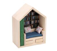 LiebeWH Bibliothèque d'anxiété Mini Armoire de Bibliothèque en Bois de Pin, Ornement de Petite Maison fabriqué à la Main avec des Mini Livres pour la Décoration de Bureau dans Le Salon du Bureau à