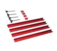 LiebeWH Ensemble de Fentes en T et de Curseurs Profil en Alliage D'aluminium Robuste à Double Coupe Trous de Montage Pré-percés Rail en T de 15,75" pour les Projets de Menuiserie Rouge