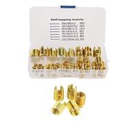 LiebeWH Jeu d'Inserts de Filetage en Laiton, 50 Pièces, Inserts Filetés Fendus Autotaraudeurs, Kit d'assortiment Métrique pour la Réparation du Métal et du Plastique, 7 Tailles M3 à M12 pour une