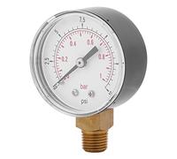 LiebeWH Manomètre Compact Basse Pression à Double échelle 0-15 Psi/0-1 Bar, Corps en Laiton avec Filetage BSPT 1/4" 60 ℃ pour Plomberie Automobile