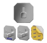 LIEBHEIM Crochets porte-serviettes sans perçage - ruban adhésif TESA pour un maintien optimal - crochets adhésifs en acier inoxydable - auto-adhésifs (4x inox brossé)