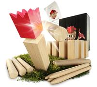 Liebholz® Kubb Jeu de lancer Viking Premium [vainqueur du test] avec sac de transport et instructions de jeu (français non garanti) - Échecs suédois d'origine en bois d'hévéa FSC durable - Jeu de