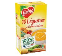 LIEBIG - Soupe Velouté 10 Légumes et Crème Fraîche | Savoureux et Onctueux | Idéal pour un repas réconfortant | la brique d'1L | LOT DE 4