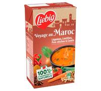 LIEBIG - Soupe Voyage au Maroc Légumes Lentilles Pois Chiches et Cumin - la brique de 1L - Le Lot De 4