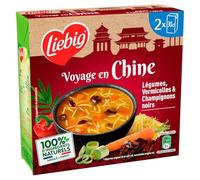 LIEBIG - Soupe Voyage en Chine Vermicelles Champignons Noirs et Gingembre - les 2 briques de 30cl - Le Lot De 4