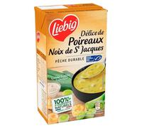 LIEBIG - Velouté Onctueux Poireaux Et Noix De Saint-Jacques, Crème Fraîche Gourmande, Brique 1L - Lot De 3