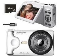 Liebssen 4K UHD Digital Camera, 3.0'' 180° Flip Screen, 64MP Autofocus Vlogging Camera, Time Lapse & Slow Motion, Built-in Flash, Webcam, with 32GB TF Card, Portable Camera for Photography & Video