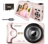Liebssen 4K UHD Digital Camera, 3.0'' 180° Flip Screen, 64MP Autofocus Vlogging Camera, Time Lapse & Slow Motion, Built-in Flash, Webcam, with 32GB TF Card, Portable Camera for Photography & Video