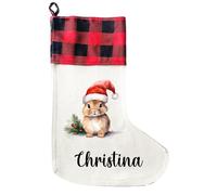 LIEBTASTISCH - Chaussettes de Noël personnalisées avec animaux - 40 cm x 30 cm - Chaussette de Noël pour la Saint-Nicolas ou Noël - Nom - Sac cadeau - Botte de Noël à suspendre (lapin)