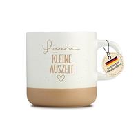 LIEBTASTISCH - Tasse en faïence - Gravure - Petite pause - Personnalisable comme cadeau d'adieu pour enseignante, éducatrice, sage-femme - Petit ami, sœur avec nom - Beige