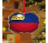 Liechtenstein Ornement d'arbre de Noël Drapeau du monde International Décoratif Souvenir Disque Acrylique Transparent Pays Européen Afrique Drapeaux Pendentif pour Décoration de Sapin de Noël