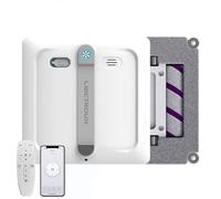 LIECTROUX Robot Lave-vitres S9, 2 brosses rotatives, pulvérisation Pompe 6 Buses, Moteur sans balais, Aspiration 9KPa, vitres sans Cadre, 8 microrupteurs, Corde + câble 2en1, appli & télécommande