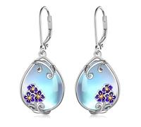 Lieditia Forget Me Not Jewelry Boucles d'oreilles dormeuses en argent sterling 925 avec pierre de lune Forget Me Not