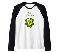 Liège Irlande Souvenir avec Harpe Celtique et trèfle Manche Raglan