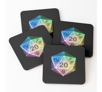 Liège Sous-Verres En Bois Dés De Jeu Dnd Nerd Geek D20 9,5 Cm Lot De 4 Pour Boissons Café Table