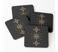 Liège Sous-Verres En Bois Dés Polyédriques D20 À Géométrie Sacrée 9,5 Cm Lot De 4 Pour Boissons Café T