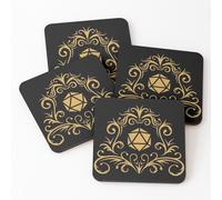 Liège Sous-Verres En Bois Dés Polyédriques Tribaux D20 Pour Jeux De Rôle Sur Table 9,5 Cm Lot De 4 Pour Boissons Café Tabl