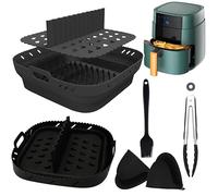 LieIe Moule silicone friteuse à air 21 cm avec séparateur - 5 pièces accessoires friteuse à air sans huile antiadhésif/facile à nettoyer, compatible avec Cosori 5,5 L et Cecotec 6L avec pince brosse