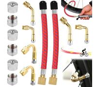Liekadijiae 14 Pièces Rallonge de Valve, Extension Adaptateur de Valve, Tube d'extension de Valve, Kit d'extension de Valve de Pneu, Extension de Valve en Cuivre, Pneu Prolongateur Coude de Valve