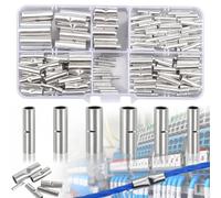 Liekadijiae 200 Pièces Cosses Electrique a Sertir Non Isolé, Connecteurs Bout à Bout Non Isolés, Cosses Électriques a Sertir Bout à Bout Non Isolées, Non Isolés Connecteurs Butt Assortiment kit