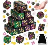 Liekadijiae 24 Pièces Compteur de Dés, Dés à 6 Faces, Dés de jeton, Token Dice, Dés Magiques Compatible avec MTG CCG, D6 Jeu de Dés de Fidélité, MTG Dice(avec 1 Sac de Rangement Noir)