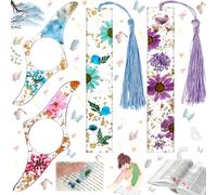 Liekadijiae 4 Pièces Marque Page Resine Fleur Seche, Marque-Pages en Résine de Fleurs, Signet Personnalisé avec Gland Signets Naturels Fleurs Pressées pour Amateurs de Lecture Enseignants Étudiants