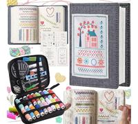 Liekadijiae livre de broderie à broder soi-même avec kit complet d'aiguilles et de fils, avec instructions étape par étape pour 143 points, pour débutants, adultes, loisirs, bricolage, famille