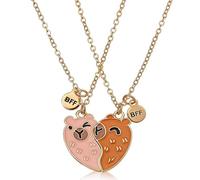 Liekadijiae Lot de 2 Capybara Amitié Collier, Colliers Magnétique BFF pour 2, Collier Pendentif Capybara Assorti Colliers D'amitié Separable Detachable Coeur pour Amis/Amoureux/Cadeau Saint Valentin