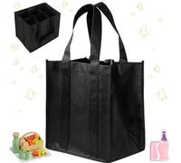 Liekadijiae Sac de Transport pour Bouteille de Vin, Sac à Bouteilles, Cabas pour 6 Bouteilles de 1,5 Litre, Sac de Rangement Réutilisable Porte Bouteille avec Poignée(10,63 x 7,09 x 10,63 Pouces)