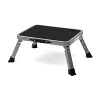 LIEKUMM Marchepied pliable à 3 marches - Charge maximale : 150 kg - Réglable en hauteur - Marchepied léger en acier pour cuisine et maison - Avec plateforme antidérapante et pieds en caoutchouc - Gris