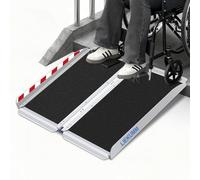 LIEKUMM Rampe de Fauteuil Roulant Pliable 60 x 76 cm - Accès Handicapé, Antidérapante en Aluminium, Capacité 300 kg