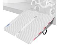 LIEKUMM Rampe de Fauteuil Roulant Pliable, 90 x 85 cm Rampe Acces Handicapé, Capacité 400 kg Rampe d'accès Antidérapante pour escaliers, seuils de Porte