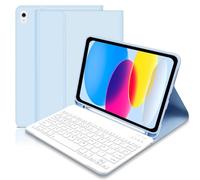 Lielax Étui avec clavier pour iPad 10e génération 10,9" 2022, housse pour iPad 10 Gen 2022, clavier amovible Bluetooth magnétique pour iPad 10.9 2022- Bleu
