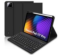 Lielax Étui avec clavier pour Xiaomi Pad 7/ Pad 7 Pro 11,2" 2025, Xiaomi Pad 7/7 Pro Housse clavier, QWERTY espagnol Ñ Clavier, Bluetooth Clavier magnétique amovible pour Xiaomi Tablette 7, noir