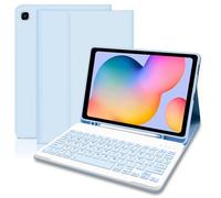 Lielax Étui clavier pour Samsung Galaxy Tab S6 Lite 2024/2022/2020 10,4", Clavier espagnol Ñ - Clavier Bluetooth amovible avec porte-stylo pour Samsung Tab S6 Lite, bleu
