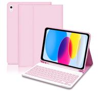 Lielax pour iPad 10 Gen 2022, clavier amovible Bluetooth, étui avec support crayon, Rose