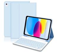 Lielax Pour iPad 10ème génération Clavier Étui 10,9 "2022, italien QWERTY amovible Bluetooth Clavier, Slim10,9 pouces étui avec clavier, étui avec support pour crayon pour 10 Gen 2022-Bleu