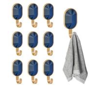 Liemuao 10 PCS Crochet Porte-serviette Adhésif, Crochets Muraux Auto-Adhésifs en Plastique, Patere Coloré sans Perçage, Accroche Chapeaux Serviette Torchon pour Salon, Salle de Bains, Cuisine (Bleu)
