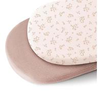 Liemuao 2PCS Drap Housse en Mousseline de Coton 82x41CM, 100% Coton Protège Matelas Bébé pour Couffin, Draps de Berceau pour Matelas Ovale et Rectangulai, Ideal Cadeau de Naissance (Rose)