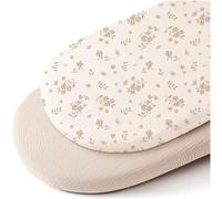 Liemuao 2PCS Drap Housse en Mousseline de Coton 82x41CM, 100% Coton Protège Matelas Bébé pour Couffin, Draps de Berceau pour Matelas Ovale et Rectangulai, Ideal Cadeau de Naissance (Beige)