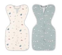 Liemuao 2PCS Gigoteuse d'emmaillotage pour bébé en Coton, Sac de Couchage pour Nouveau-né, Langes Auto-apaisants, Développement des Hanches, Fermeture Éclair Double Sens Couverture Bébé (A, 3-6mois)