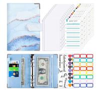 Liemuao A6 Classeur Budget Enveloppe, Marbre Classeur à anneaux A6 en PU Porte Documents avec Pochettes Zippées, Feuilles Budget, Étiquettes Classeur Budgétaire pour Journal de Voyage (H)