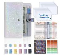 Liemuao A6 Classeur Enveloppe Budget, Budget Planner, Portefeuille Brillant avec 12 Budget Enveloppe,12 Feuilles de Budget,4 Autocollants pour Organisateur de Factures de Trésorerie (Blanc)