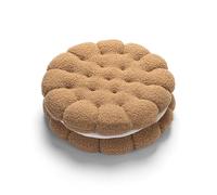 Liemuao Coussin de Sol en Forme de Biscuit, Oreiller Cookies Coussin Epaissi Canape Décoratif, 3D Oreiller de Jouet Doux en Peluche Coussin de chaise Cadeau d'anniversaire pour Enfants 35CM (Kaki)