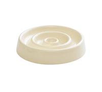 Liemuao Gamelle Anti Glouton Chat en Céramique, 15.5cm Gamelle Chat Surélevée avec Support en Bambou Gamelle d'alimentation Lente Slow Feeder pour Chats Anti-Vomissements Bol Nourriture Chat (Beige-A)
