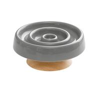 Liemuao Gamelle Anti Glouton Chat en Céramique, 15.5cm Gamelle Chat Surélevée avec Support en Bambou Gamelle d'alimentation Lente Slow Feeder pour Chats Anti-Vomissements Bol Nourriture Chat (Gris-B)